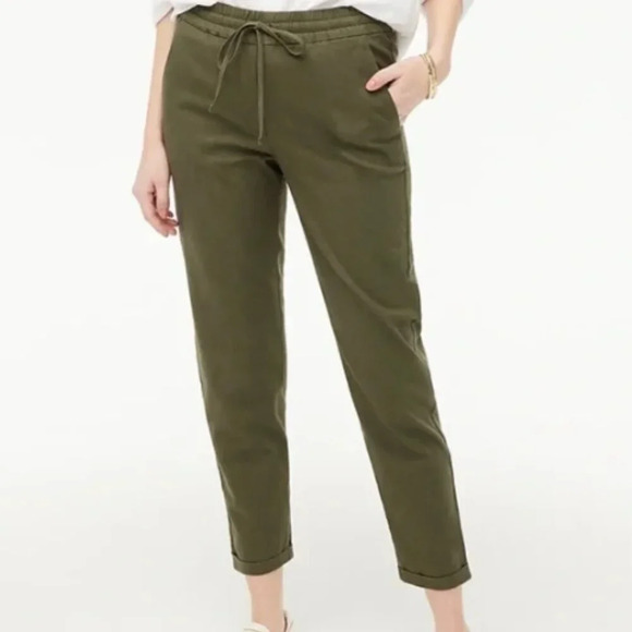 J. Crew Green Linen Cotton Drawstring Pants 29522 - Picture 1 of 15